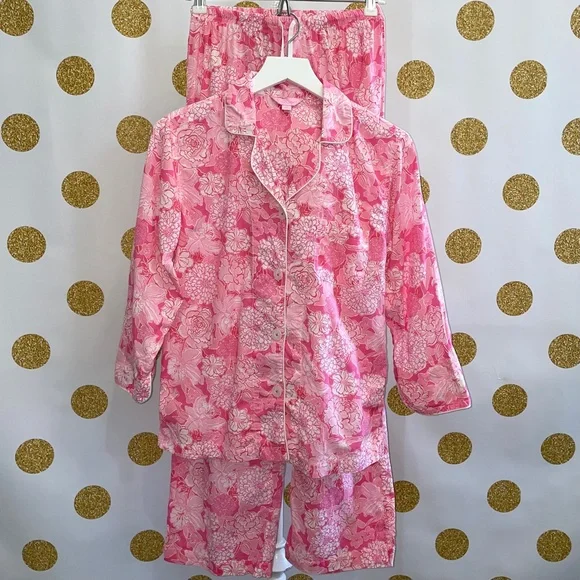 Extremely Rare Lilly Pulitzer Pajama Set in Pink Tropical Floral, Small - Picture 2 of 15